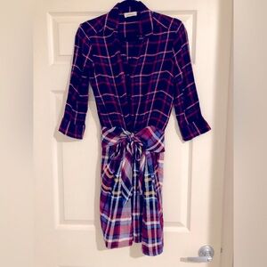 L’Agence Kylie plaid viscose tie waist dress